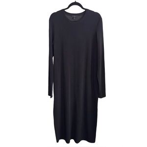 COS Black Long-Sleeve Knit Midi Dress